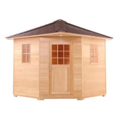 ALEKO Canadian Hemlock Wet Dry Outdoor 5 Person Sauna with Asphalt Roof With Heater - SKD5HEM-AP - Purely Relaxation